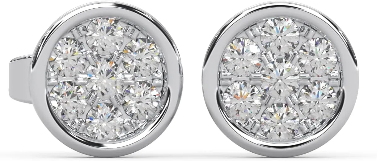 0.13 Cttw Round Cut Natural Diamond (I-J, I2-I3) |Bezal Set Moonlit Stud Earrings For Women | Crafted In 925 Sterling Silver | Gift For Her and Special Occasions