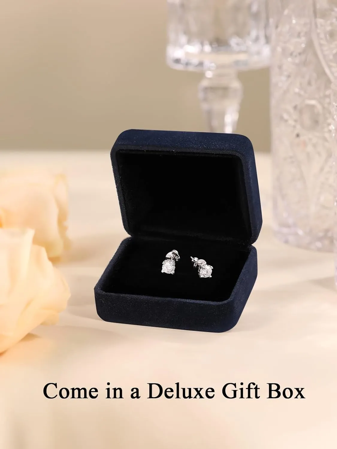 0.6-4 Carat Moissanite Stud Earrings for Men Women, Solid 925 Sterling Silver Hypoallergenic, Everyday Comfy Earrings, Birthday Valentines Anniversary Mothers Day Ideal Gift for Her