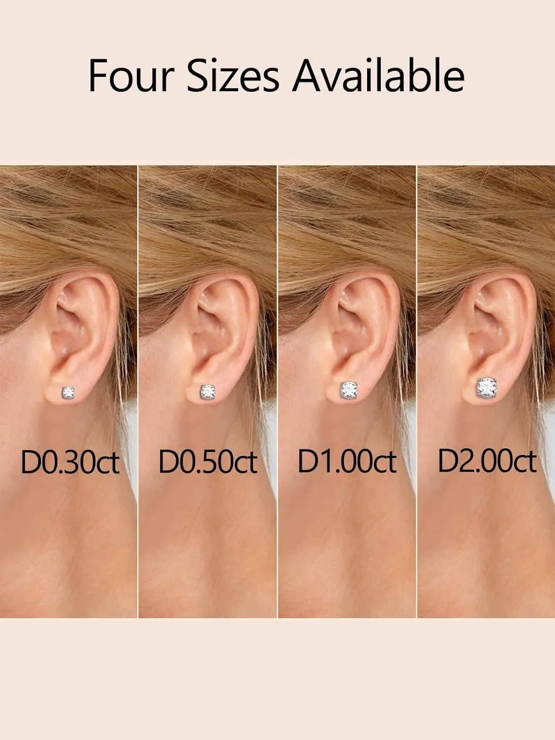 0.6-4 Carat Moissanite Stud Earrings for Men Women, Solid 925 Sterling Silver Hypoallergenic, Everyday Comfy Earrings, Birthday Valentines Anniversary Mothers Day Ideal Gift for Her