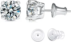 0.6-4 Carat Moissanite Stud Earrings for Men Women, Solid 925 Sterling Silver Hypoallergenic, Everyday Comfy Earrings, Birthday Valentines Anniversary Mothers Day Ideal Gift for Her