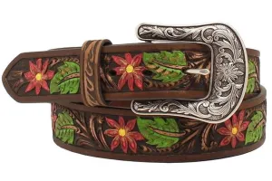 1 1/2'' Painted Floral Embossed Belt