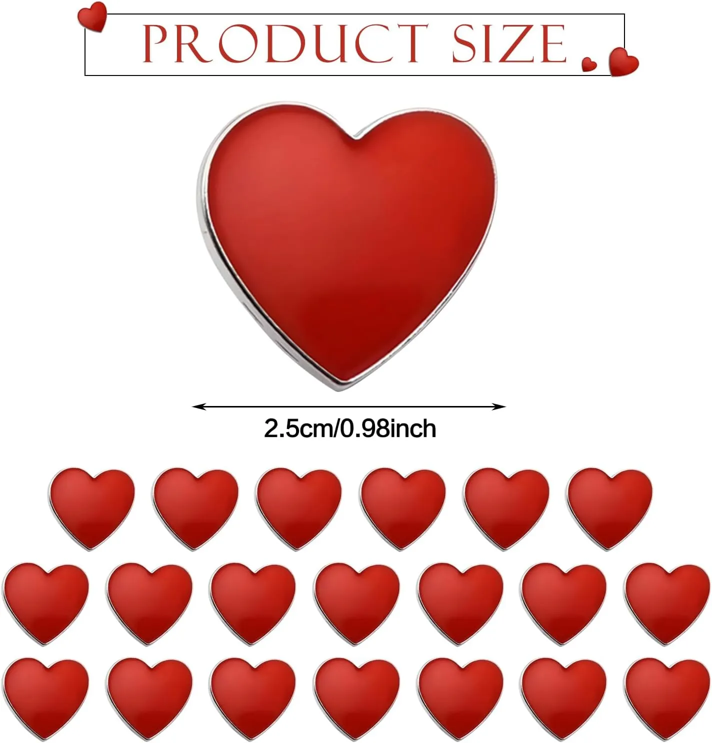 10/20PCS Valentine's Day Pins, Heart Love Lapel Pins, Red Heart Brooches for Men Women, Decorative Brooch for Valentines Day Party Favors, Anniversary Costume Accessory, Motivational Gifts