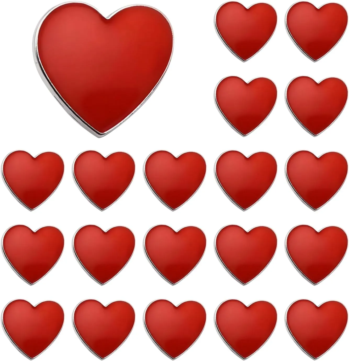 10/20PCS Valentine's Day Pins, Heart Love Lapel Pins, Red Heart Brooches for Men Women, Decorative Brooch for Valentines Day Party Favors, Anniversary Costume Accessory, Motivational Gifts