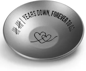 11th Anniversary Steel Gifts, 11 Year Wedding Anniversary for Her Him Husband Wife, 4" Ring Holder Dish - Unique Steel Metal Jewelry Tray Decor for Women Men Couple Parents