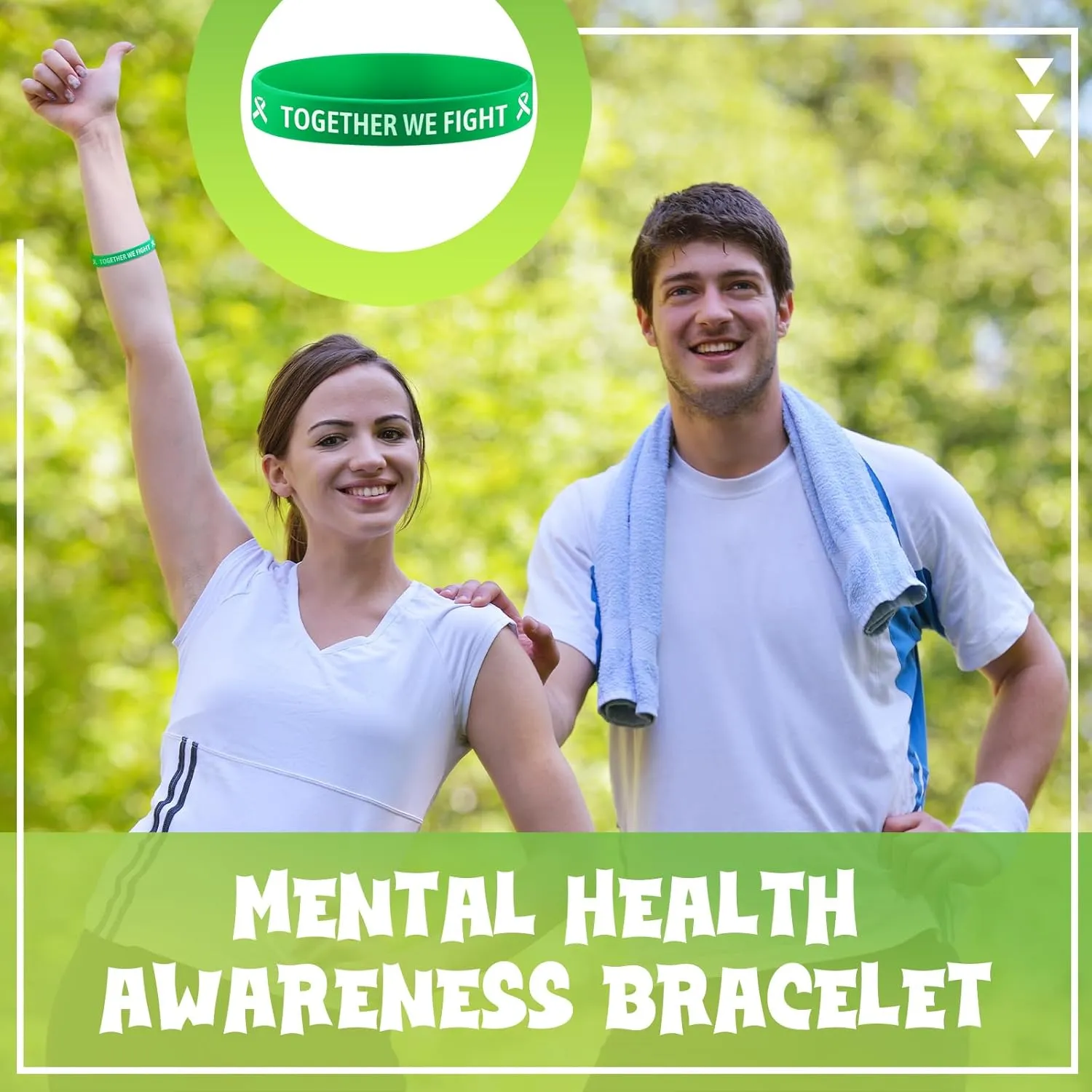 120 Pcs Mental Health Awareness Silicone Bracelets Bulk Mental Health Awareness Items Hope Green Ribbons Motivational Rubber Wristbands for Women Men