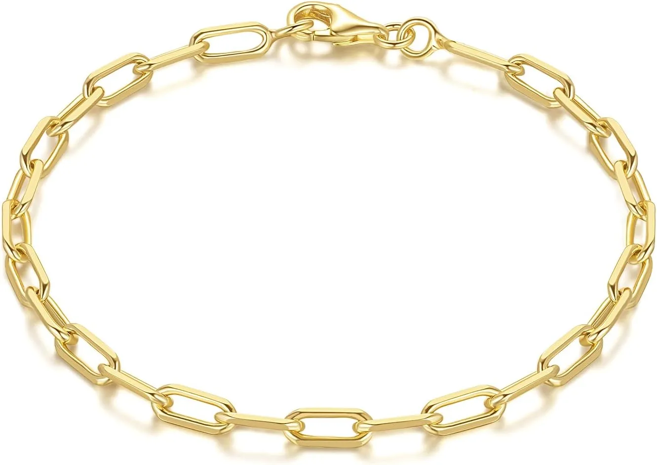 14K Gold Bracelets for Women & Men Dainty Gold Paperclip Chain Bracelet for Women Cute Stackable Bracelets Jewelry 6.5 in-9 in
