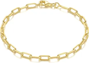 14K Gold Bracelets for Women & Men Dainty Gold Paperclip Chain Bracelet for Women Cute Stackable Bracelets Jewelry 6.5 in-9 in
