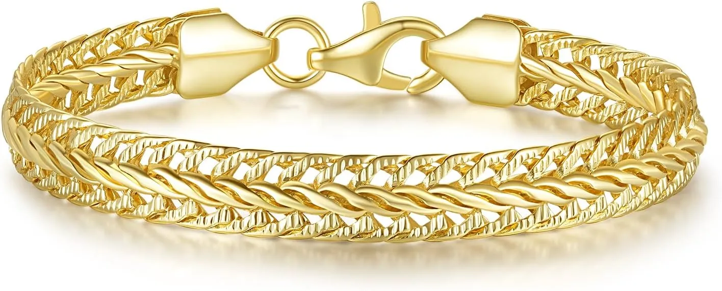 14K Gold Bracelets for Women Gold Chain Bracelet Shine Bright Men Gold Bracelet Foxtail Chain Design Love Bracelet (6.5 in- 9 in)