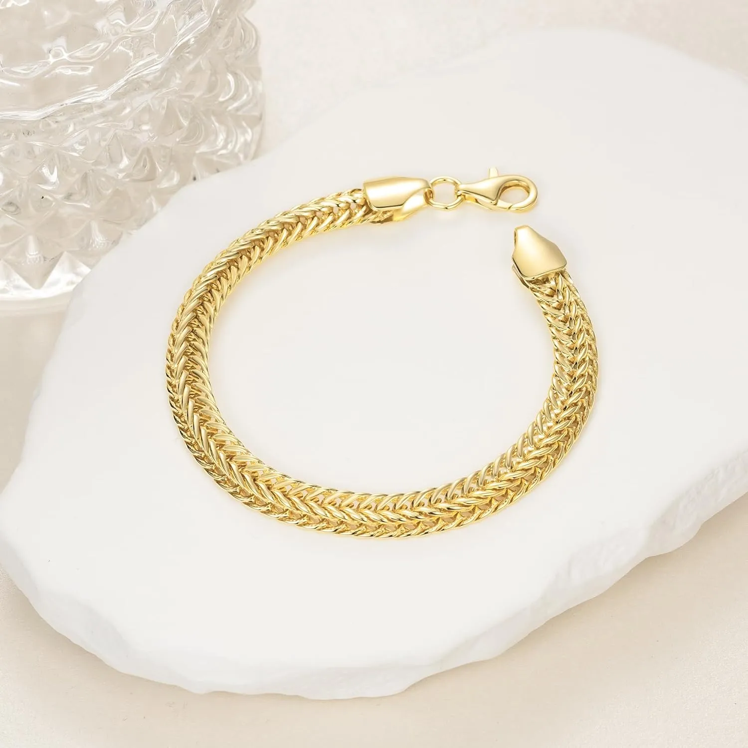 14K Gold Bracelets for Women Gold Chain Bracelet Shine Bright Men Gold Bracelet Foxtail Chain Design Love Bracelet (6.5 in- 9 in)