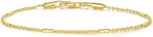 14K Gold Bracelets for Women Men Small Square Pillar Station Chain Charm Dainty Womens Bracelet Ideal for Layering Non Tarnish Design Jewelry Sizes 6.5-9 Inches