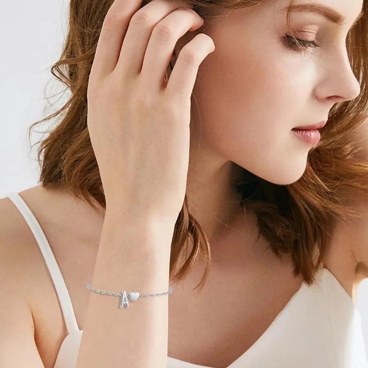 14K Gold Dainty Initial Bracelets for Women Gold Plated Letter Chain Link Anklet Bracelets Personalized Trendy Cute Simple Adjustable Stackable Name Charm Bracelets Jewelry Gifts
