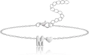 14K Gold Dainty Initial Bracelets for Women Gold Plated Letter Chain Link Anklet Bracelets Personalized Trendy Cute Simple Adjustable Stackable Name Charm Bracelets Jewelry Gifts