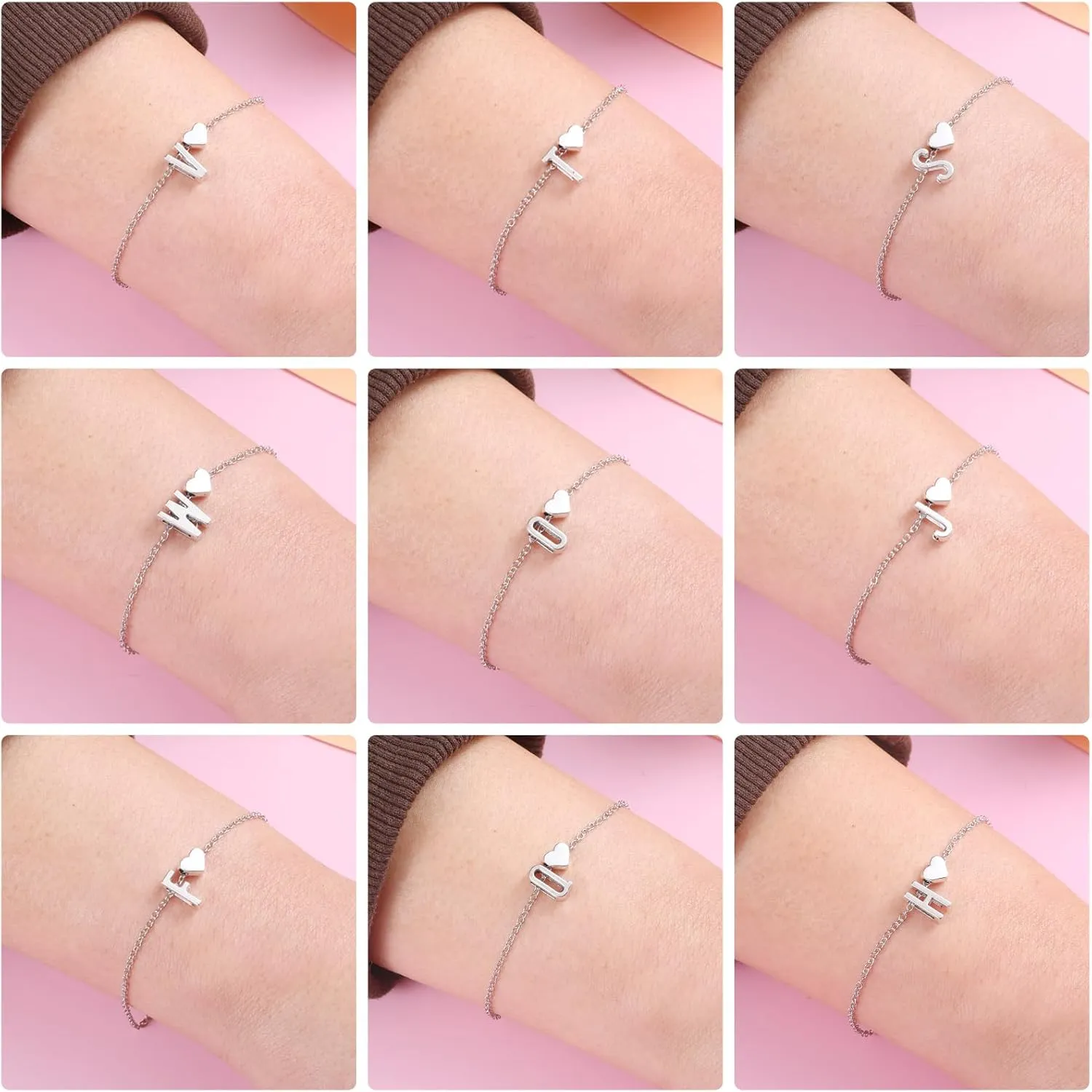 14K Gold Dainty Initial Bracelets for Women Gold Plated Letter Chain Link Anklet Bracelets Personalized Trendy Cute Simple Adjustable Stackable Name Charm Bracelets Jewelry Gifts