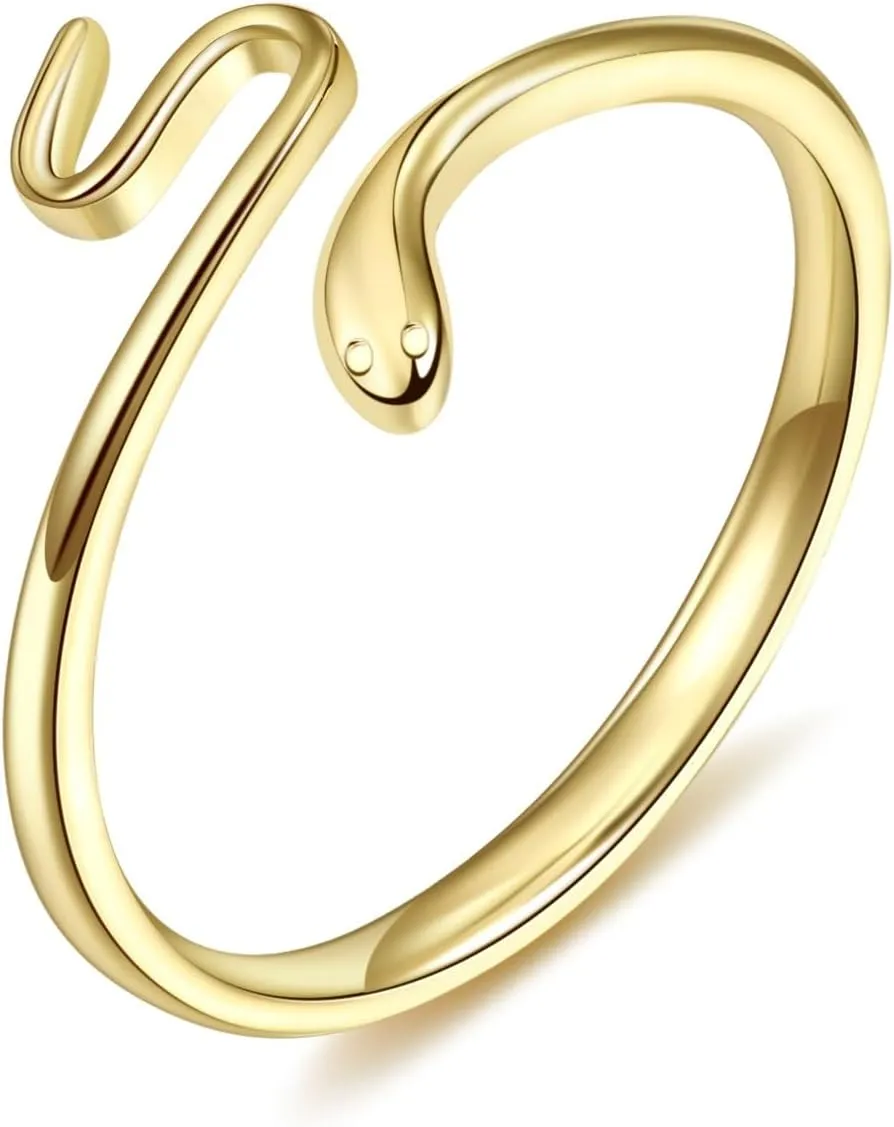 14K Gold Filled Chic Adjustable Snake Ring Dainty Stackable Ring Eternity Bands Minimalist Jewelry Gift Size 8