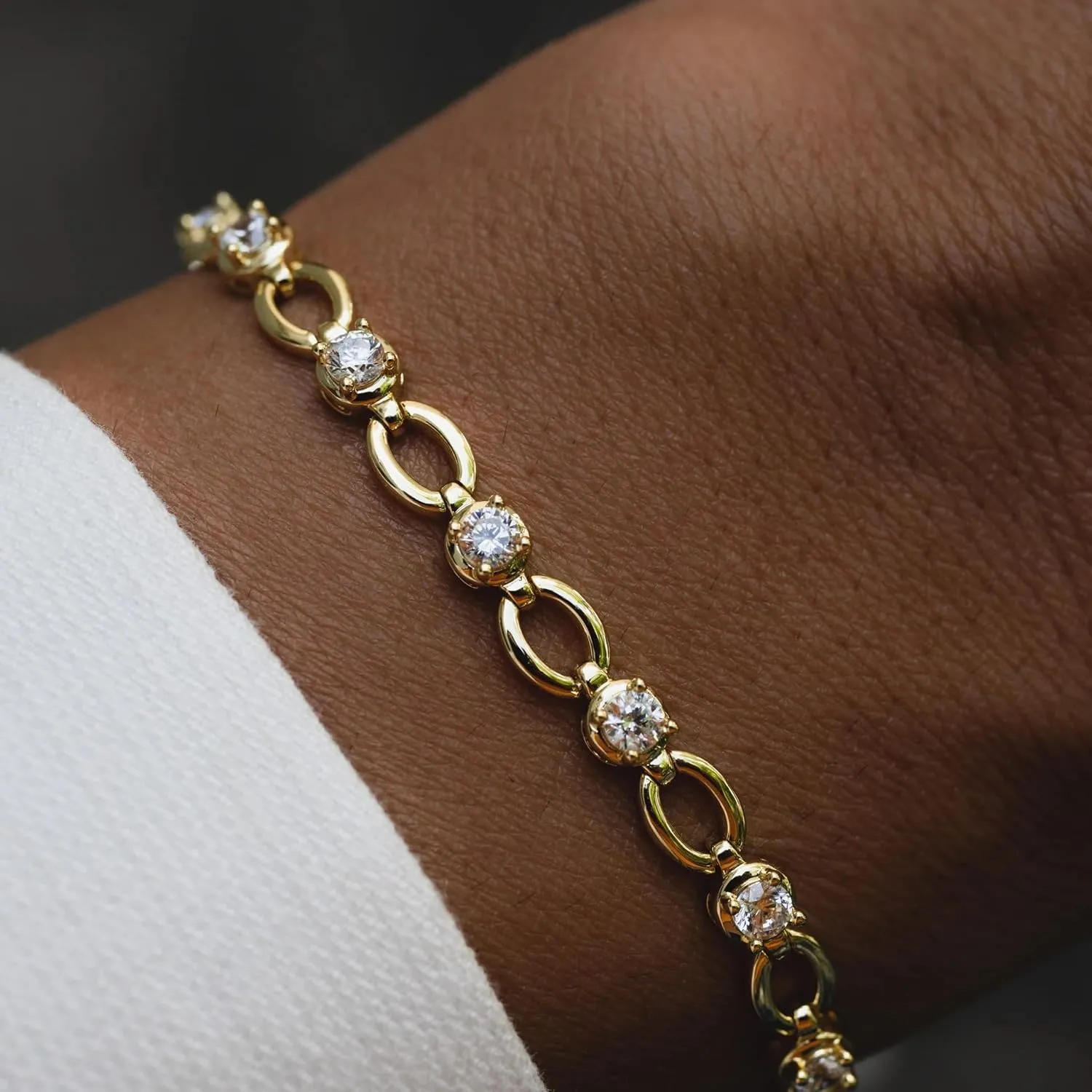 14k Gold Filled Tennis Bracelet|Cubic Zirconia Classic Tennis Bracelet for Women|Gold Link Bracelets For Women 6.25/6.75 INCH