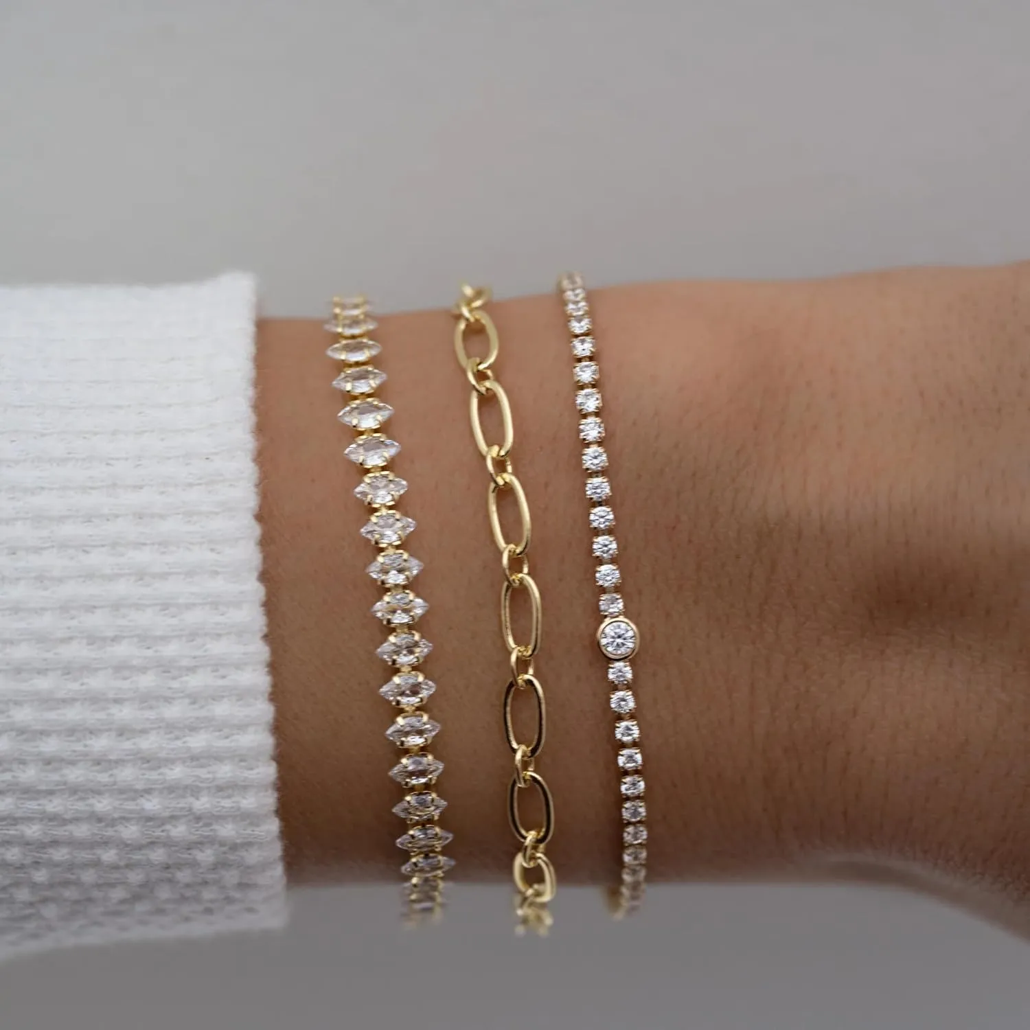14k Gold Filled Tennis Bracelet|Cubic Zirconia Classic Tennis Bracelet for Women|Gold Link Bracelets For Women 6.25/6.75 INCH