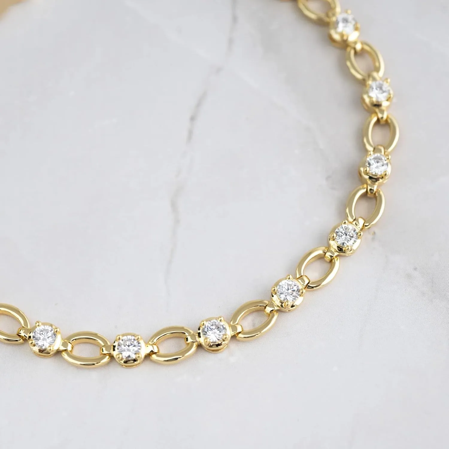 14k Gold Filled Tennis Bracelet|Cubic Zirconia Classic Tennis Bracelet for Women|Gold Link Bracelets For Women 6.25/6.75 INCH
