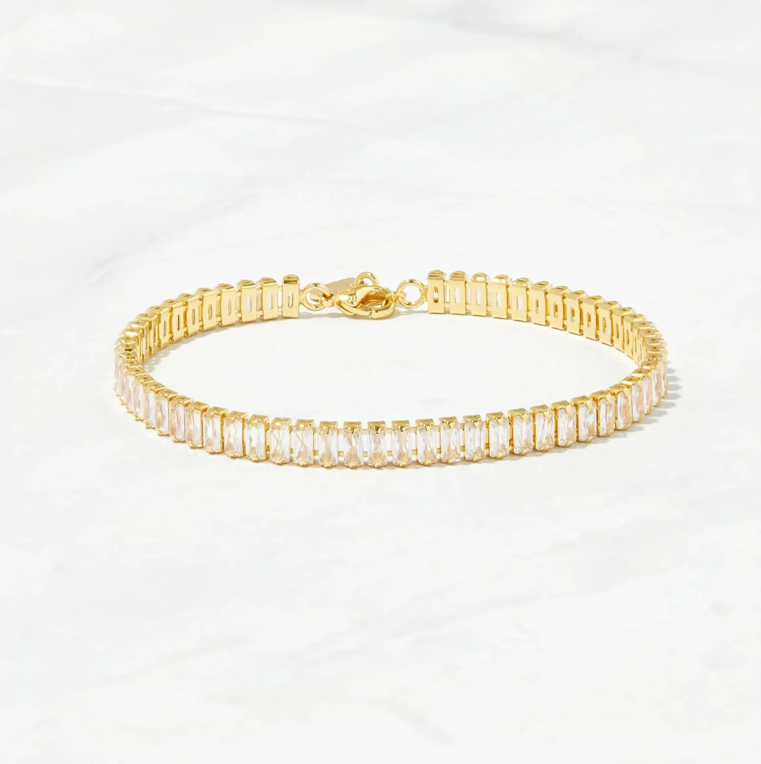 14k Gold Filled Tennis Bracelet|Cubic Zirconia Classic Tennis Bracelet for Women|Gold Link Bracelets For Women 6.25/6.75 INCH