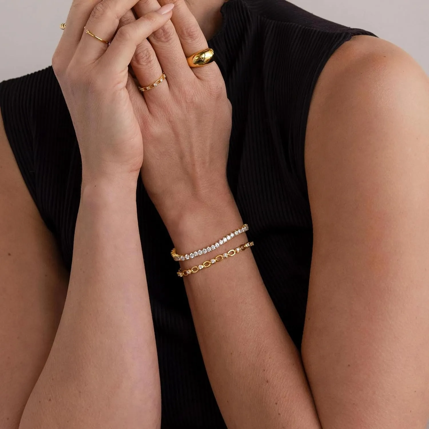 14k Gold Filled Tennis Bracelet|Cubic Zirconia Classic Tennis Bracelet for Women|Gold Link Bracelets For Women 6.25/6.75 INCH