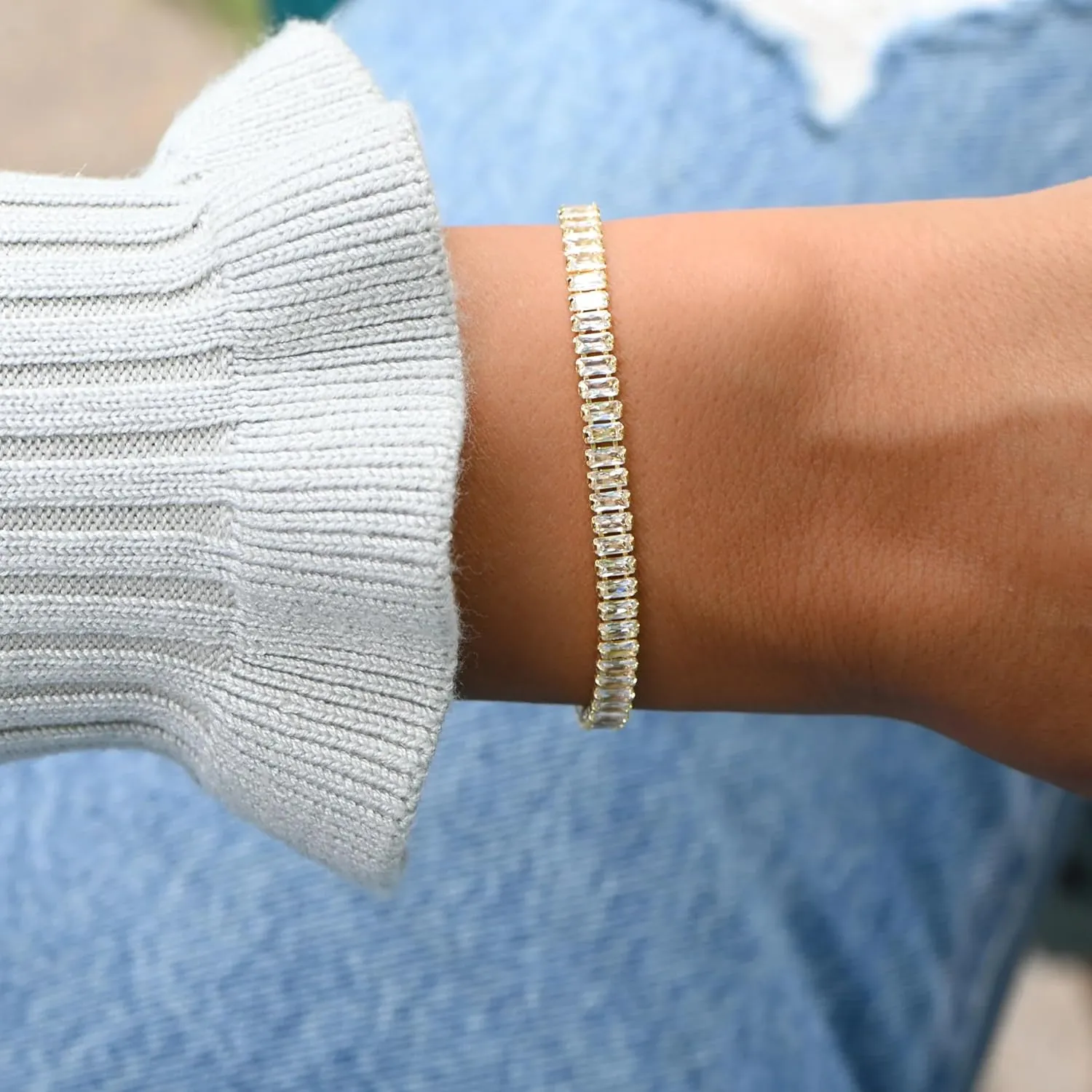 14k Gold Filled Tennis Bracelet|Cubic Zirconia Classic Tennis Bracelet for Women|Gold Link Bracelets For Women 6.25/6.75 INCH
