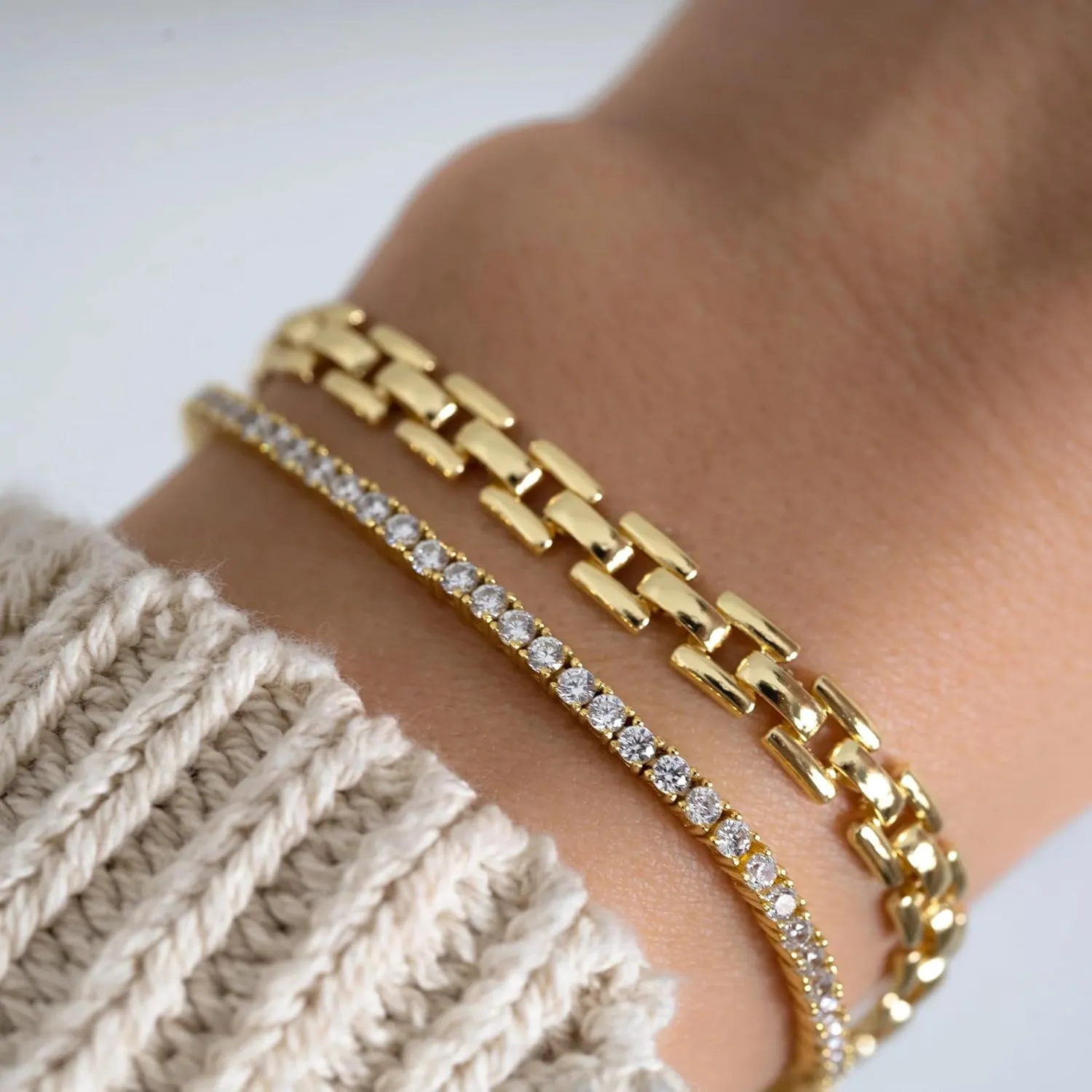 14k Gold Filled Tennis Bracelet|Cubic Zirconia Classic Tennis Bracelet for Women|Gold Link Bracelets For Women 6.25/6.75 INCH
