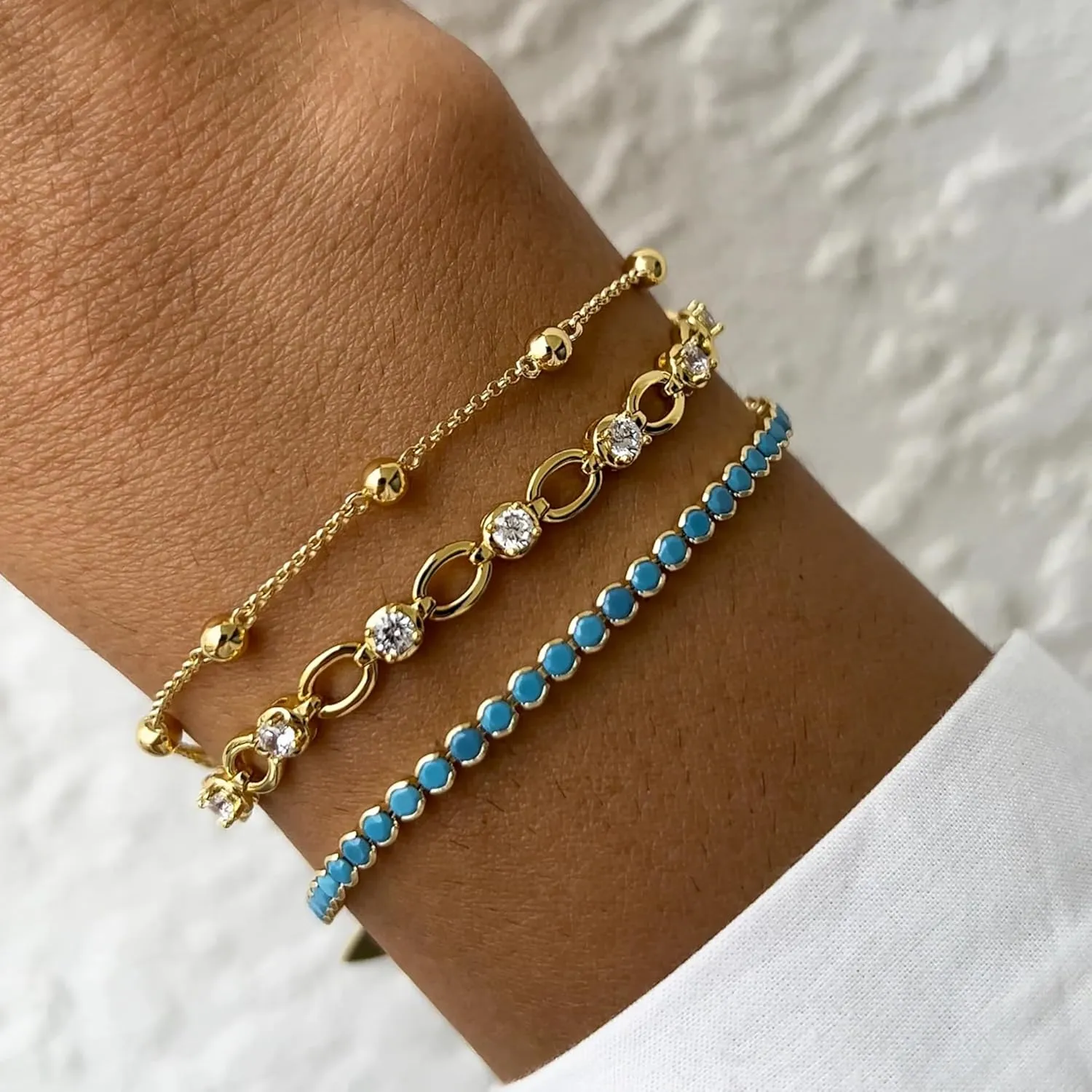 14k Gold Filled Tennis Bracelet|Cubic Zirconia Classic Tennis Bracelet for Women|Gold Link Bracelets For Women 6.25/6.75 INCH