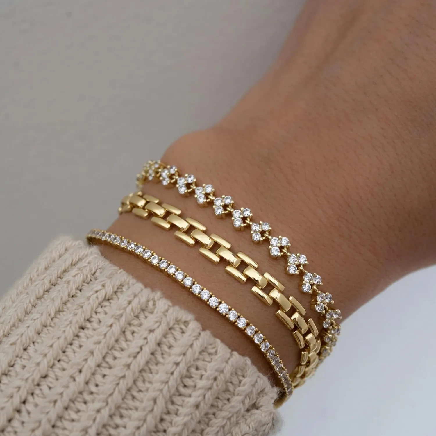 14k Gold Filled Tennis Bracelet|Cubic Zirconia Classic Tennis Bracelet for Women|Gold Link Bracelets For Women 6.25/6.75 INCH