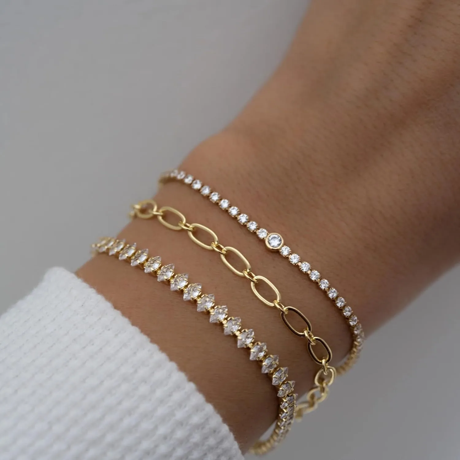14k Gold Filled Tennis Bracelet|Cubic Zirconia Classic Tennis Bracelet for Women|Gold Link Bracelets For Women 6.25/6.75 INCH