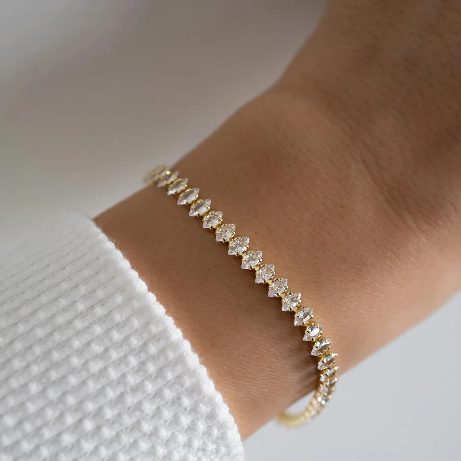 14k Gold Filled Tennis Bracelet|Cubic Zirconia Classic Tennis Bracelet for Women|Gold Link Bracelets For Women 6.25/6.75 INCH