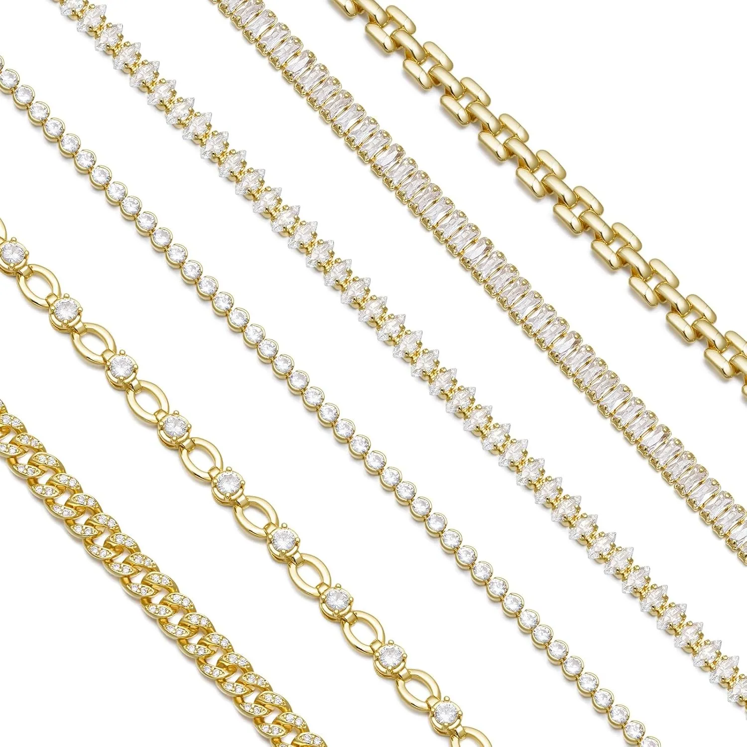 14k Gold Filled Tennis Bracelet|Cubic Zirconia Classic Tennis Bracelet for Women|Gold Link Bracelets For Women 6.25/6.75 INCH