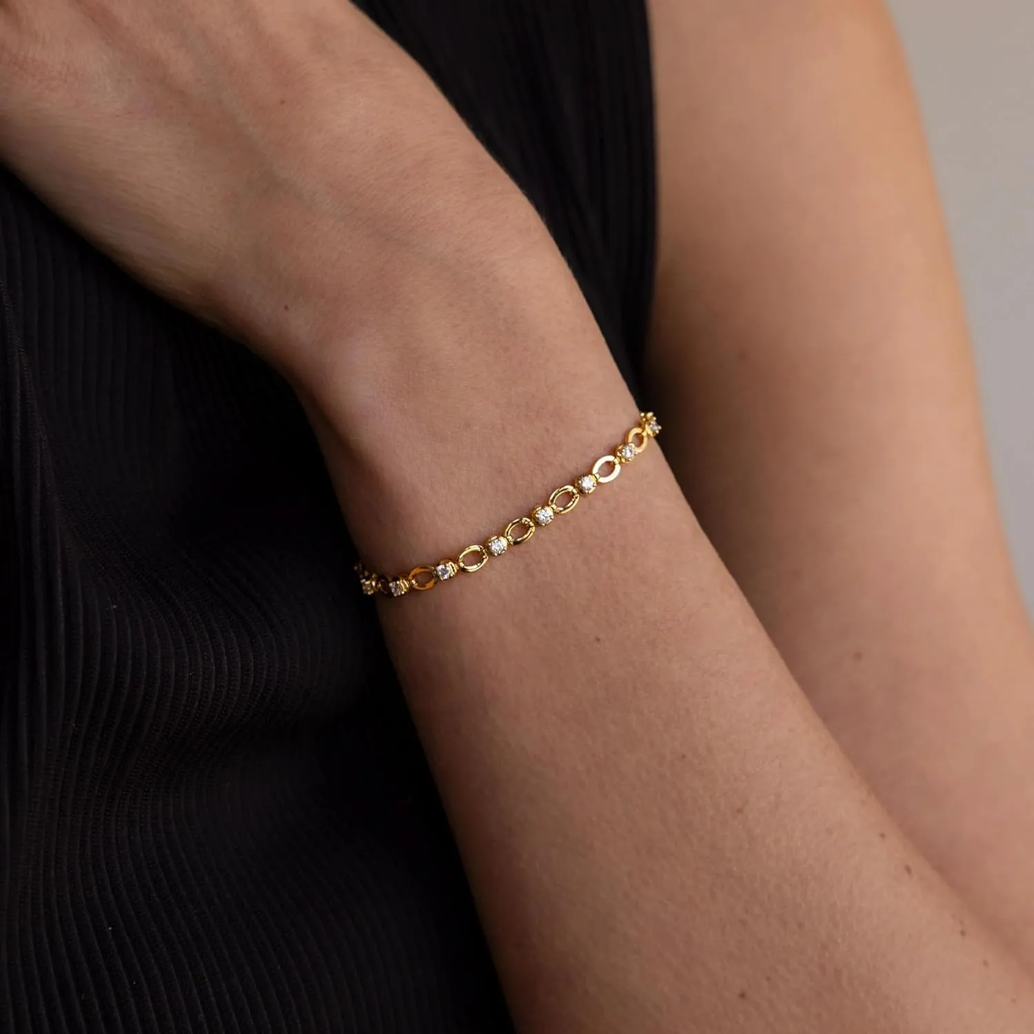 14k Gold Filled Tennis Bracelet|Cubic Zirconia Classic Tennis Bracelet for Women|Gold Link Bracelets For Women 6.25/6.75 INCH