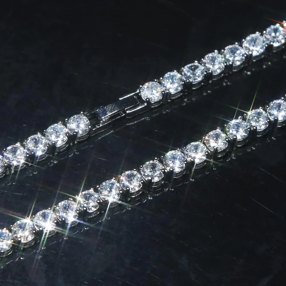 14K Gold Moissanite Tennis Anklet for Women, 5mm Wide, 9-10in Length, Delicate Summer Jewelry Gift