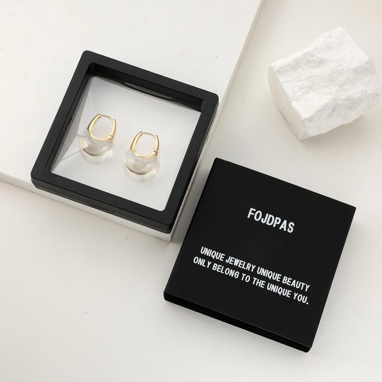 14k Gold Plated Amber Resin Hoop Earrings for Women Trendy, Hypoallergenic Chunky Gold Earrings Jewelry Gifts for Sensitive Earlobes