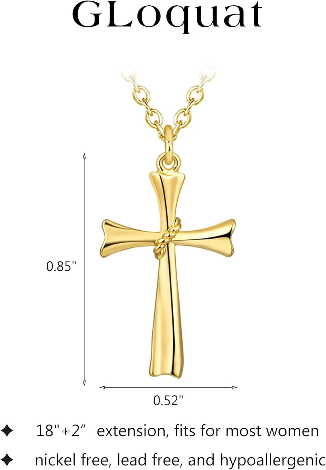 14k Gold Plated Cross Pendant Necklaces for Women Dainty Simple Love Heart Necklaces Trendy Gold Faith Cross Silver Adjustable Religious Necklace Jewelry Gifts for Her