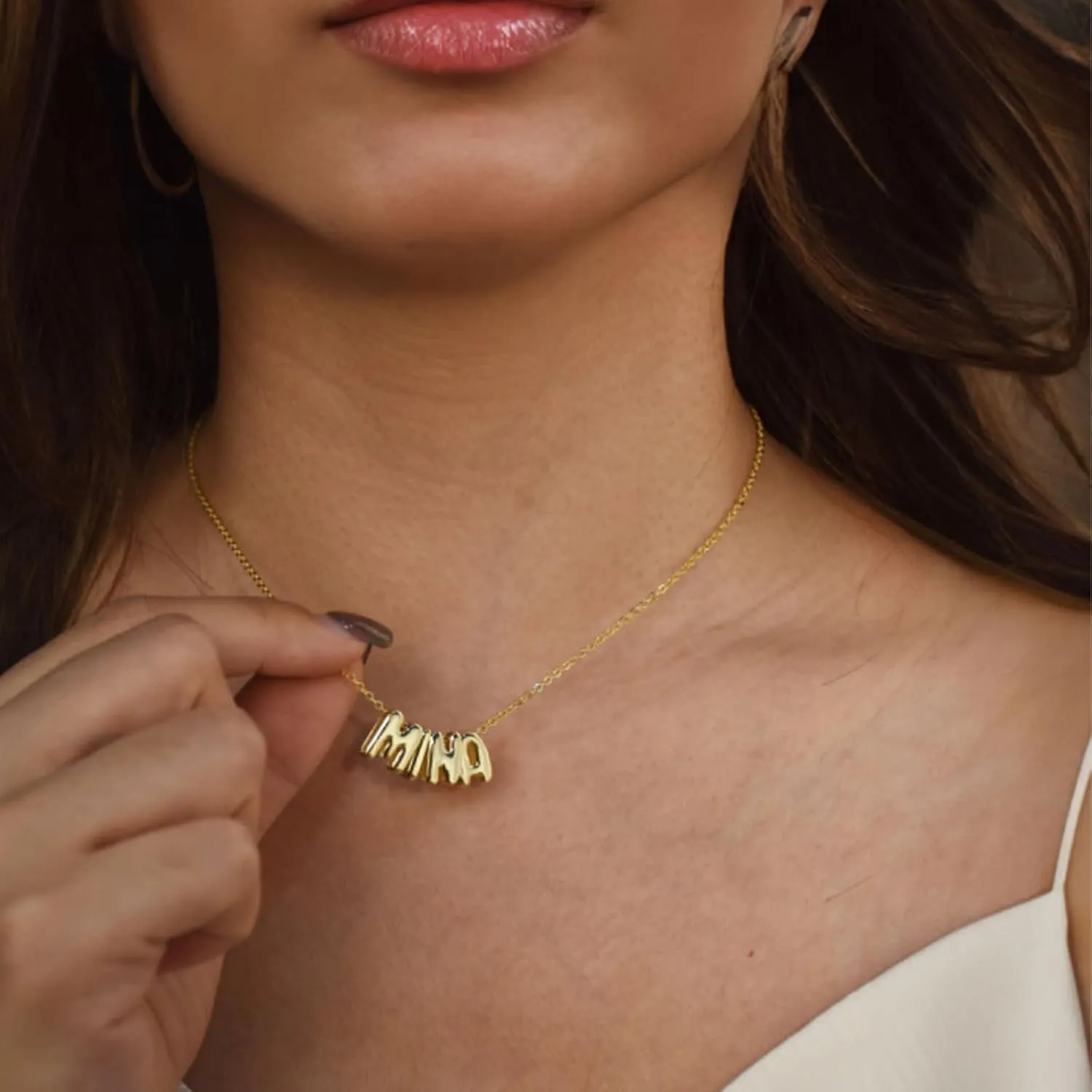 14K Gold Plated Custom Women's Bubble Name Necklace - Personalized Bubble Letter Name Necklace for Women - Stylish Bubble Necklace Letter - Elegant Name Bubble Necklace for Her