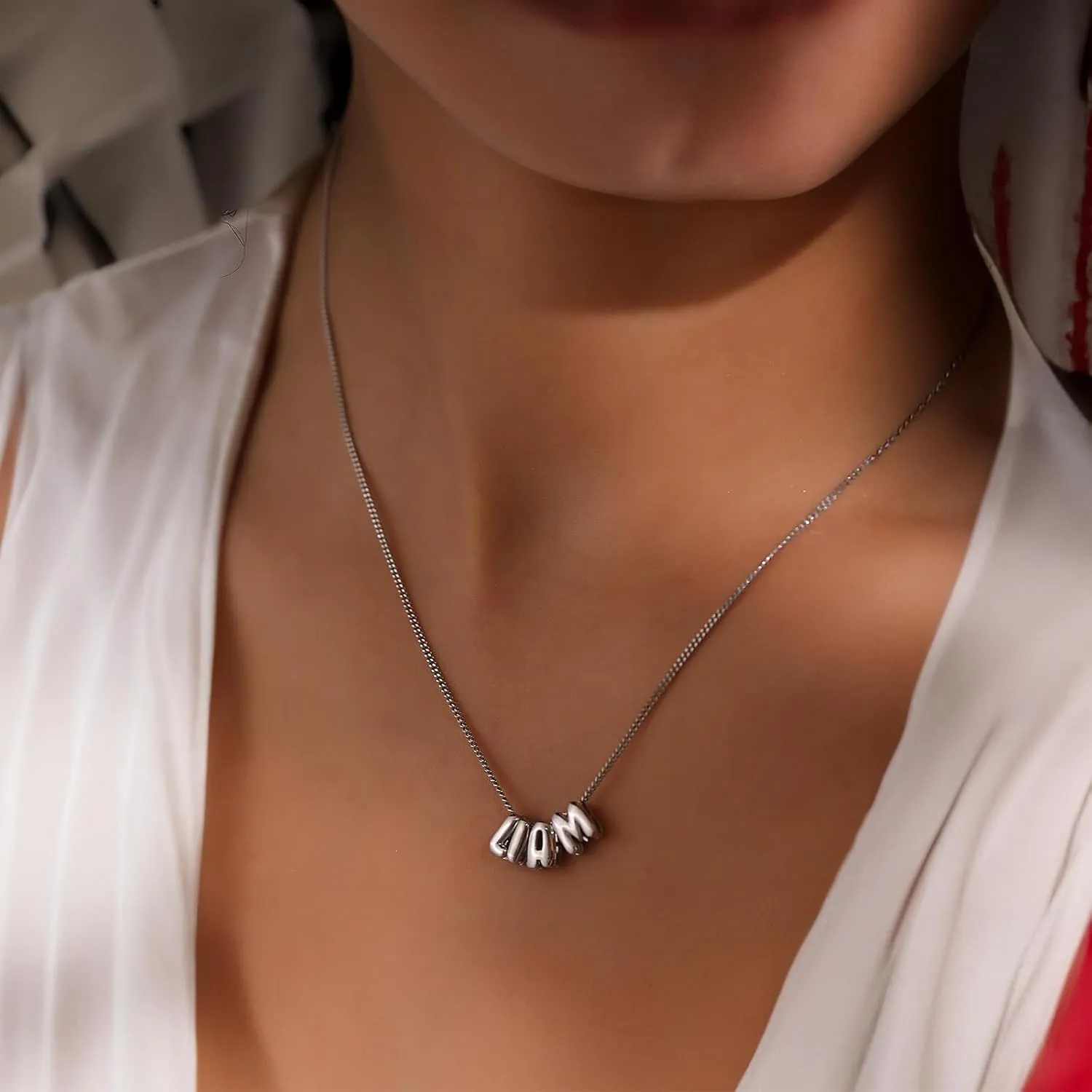 14K Gold Plated Custom Women's Bubble Name Necklace - Personalized Bubble Letter Name Necklace for Women - Stylish Bubble Necklace Letter - Elegant Name Bubble Necklace for Her