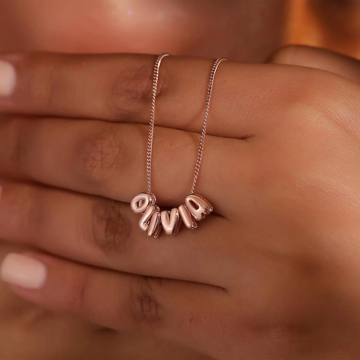 14K Gold Plated Custom Women's Bubble Name Necklace - Personalized Bubble Letter Name Necklace for Women - Stylish Bubble Necklace Letter - Elegant Name Bubble Necklace for Her
