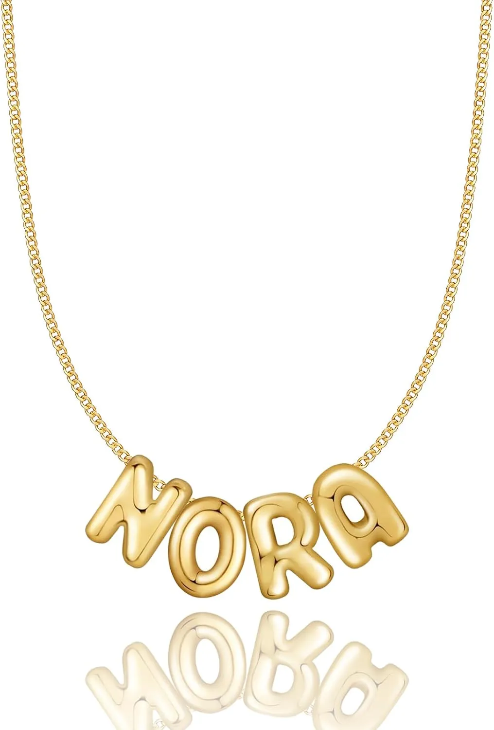14K Gold Plated Custom Women's Bubble Name Necklace - Personalized Bubble Letter Name Necklace for Women - Stylish Bubble Necklace Letter - Elegant Name Bubble Necklace for Her
