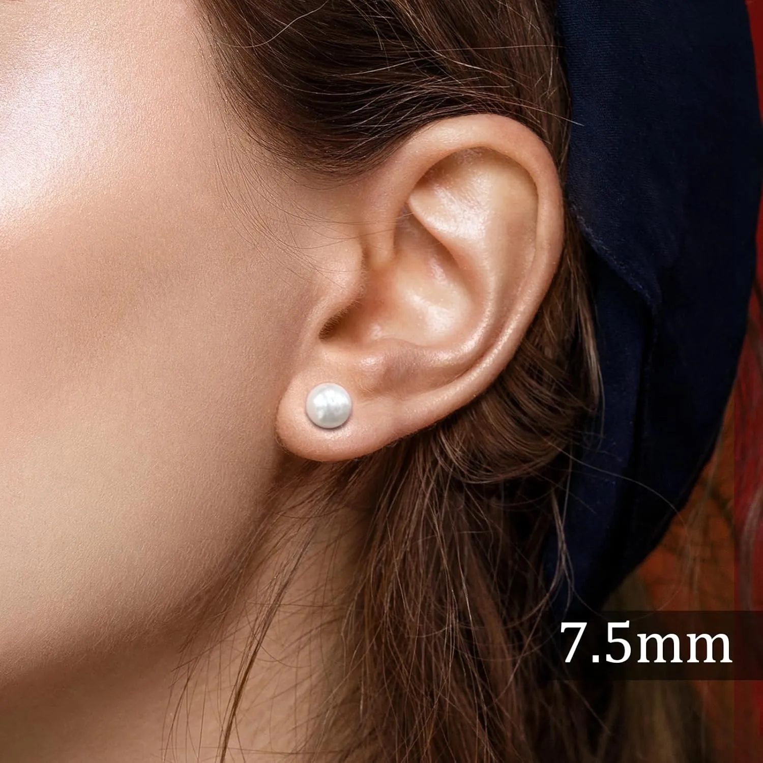 14K Gold Plated Pearl Stud Earrings for Women  7.5MM & 9MM Elegant Hypoallergenic Jewelry for Daily & Special Occasions