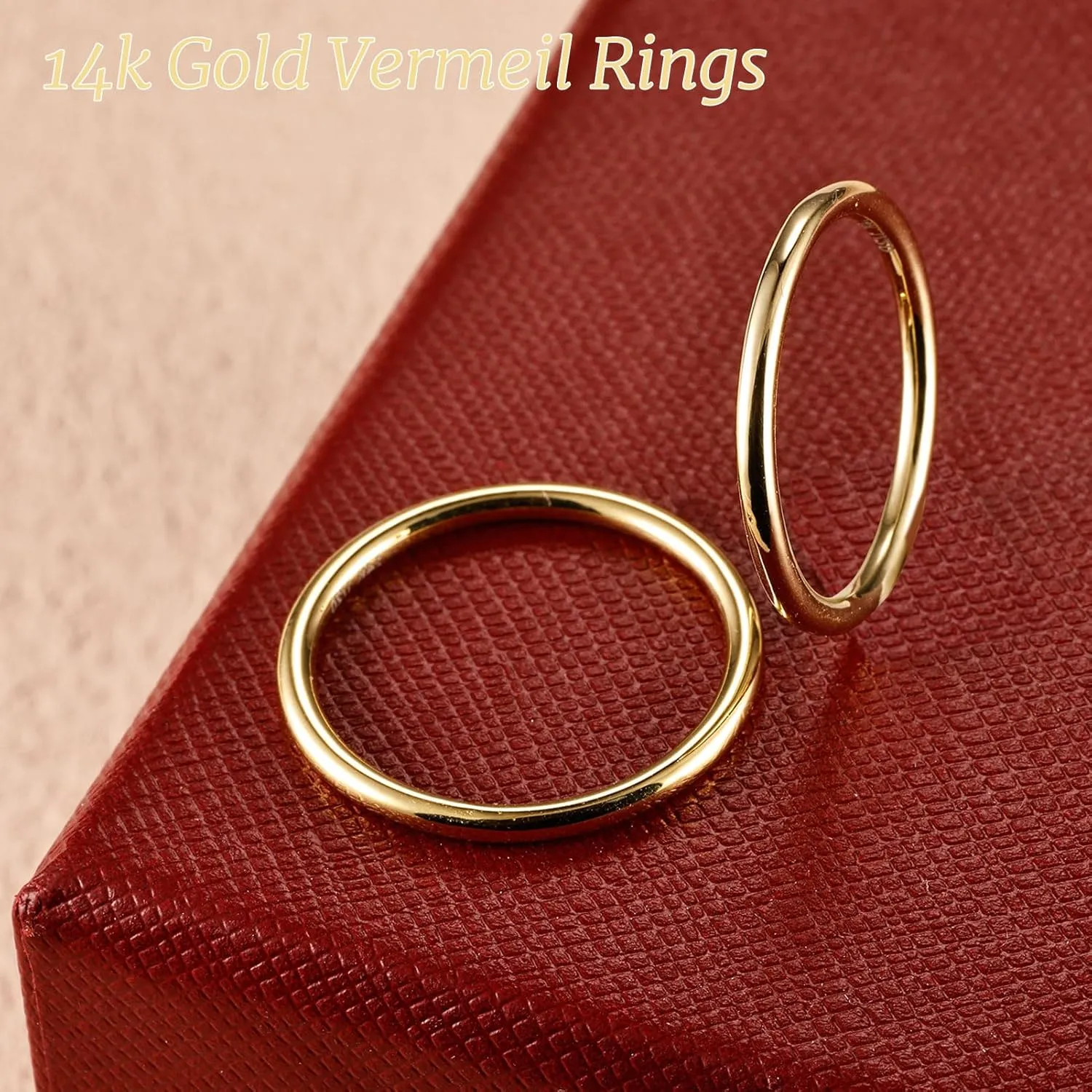 14K Gold Rings for Women, Gold Vermeil Rings Stacking Pinky Thumb Midi Stackable Statement Rings for Women Size 5 to 10