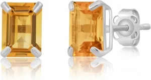 14k Gold Solitaire Gemstone Stud Earrings for Women | 7x5mm Birthstone Earrings by MAX   STONE