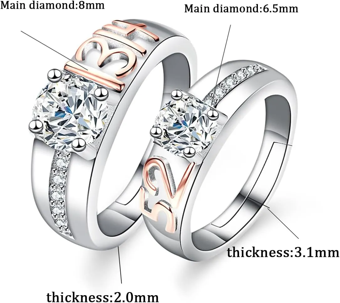 14K Gold Twin Soul 1 Carat Diamond Promise Ring for Couples Adjustable,Engagement Ring for Women and Men(VVS1,D-color)