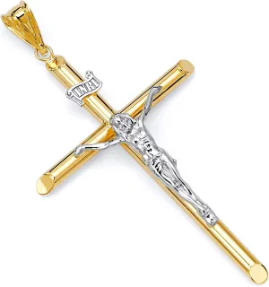 14k REAL Gold Religious Crucifix Jesus Cross Charm Pendant - Select Option