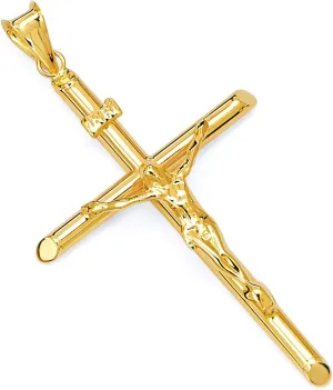 14k REAL Gold Religious Crucifix Jesus Cross Charm Pendant - Select Option