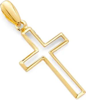 14k REAL Yellow Gold Opening Religious Cross Charm Pendant