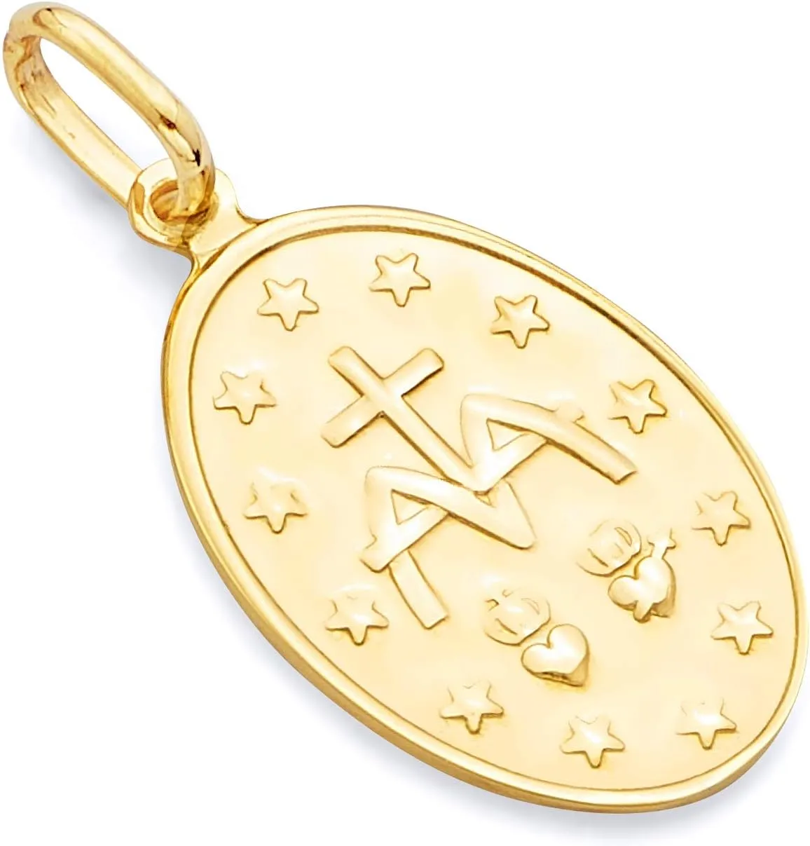 14k REAL Yellow Gold Religious Miraculous Mary Medal Charm Pendant - 3 Different Size Available