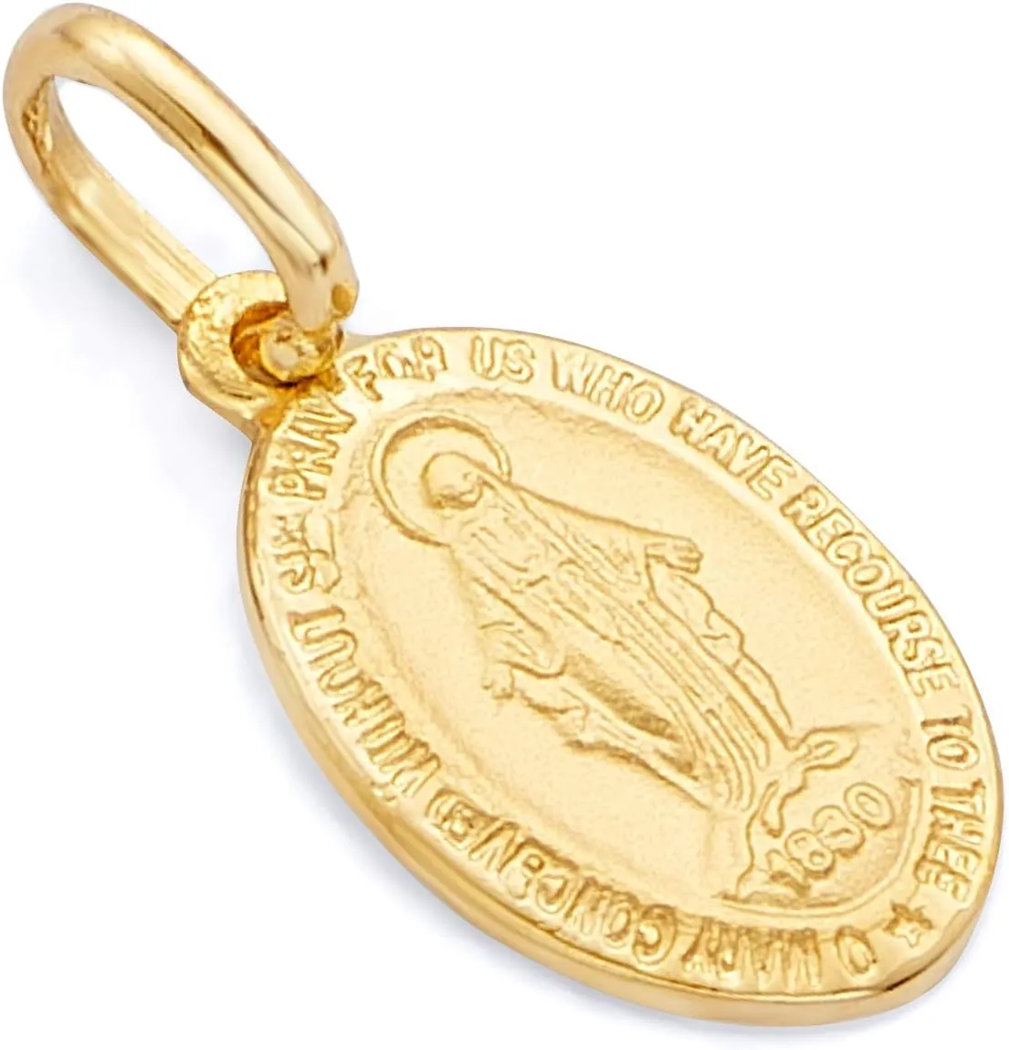14k REAL Yellow Gold Religious Miraculous Mary Medal Charm Pendant - 3 Different Size Available