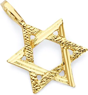 14k REAL Yellow Gold Star of David Charm Pendant