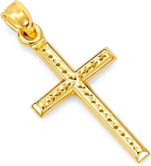 14k REAL Yellow OR White Gold Religious Cross Charm Pendant
