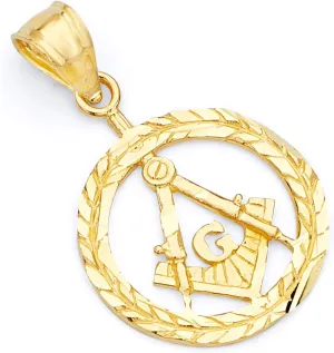 14k Yellow Gold Freemason Masonic Pendant